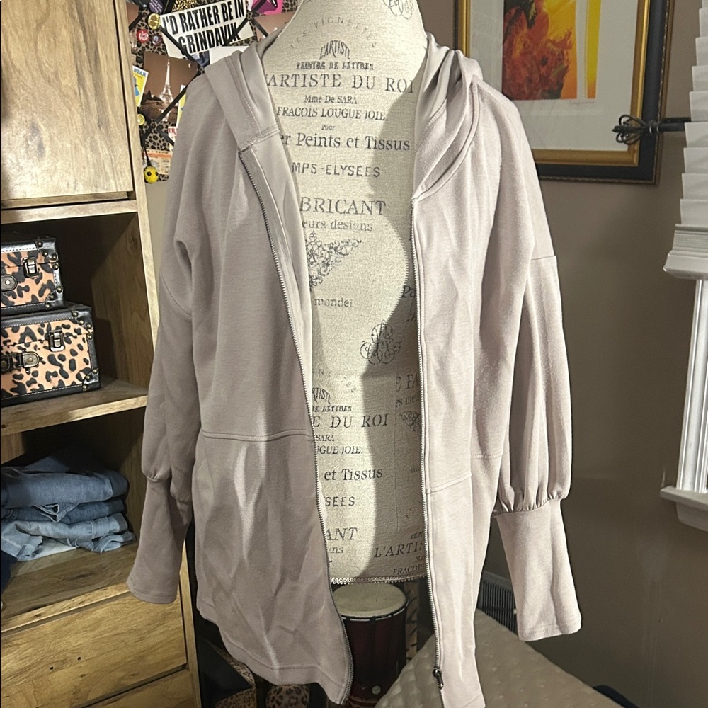 Women's Gray Hooded Jacket - Large